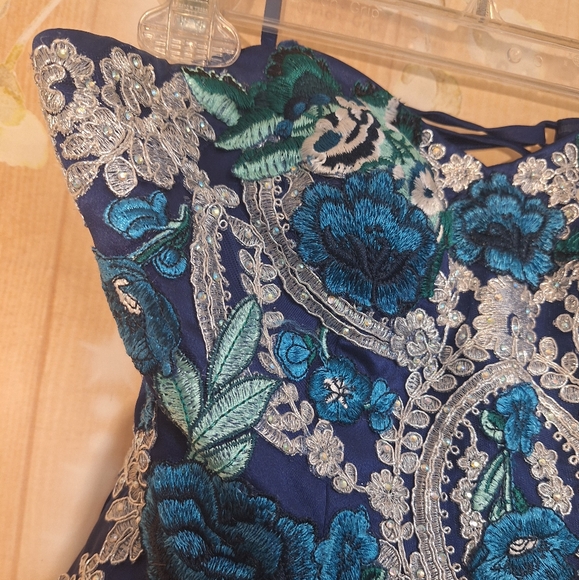 Blondie Nites Blue Embellished A-line Dress for Prom - Picture 5 of 12